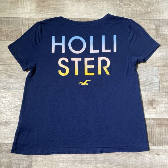 Hollister Womens Small Easy Tee Shirt Navy Blue Short Sleeve Soft Relaxed Fit - Picture 4 of 7